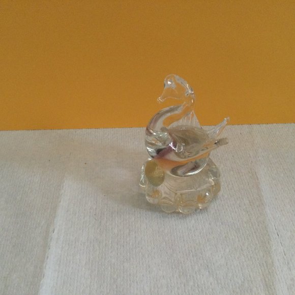 Murano art glass swan figurine paper weight clear glass Icet made in Venezuela - Picture 8 of 11